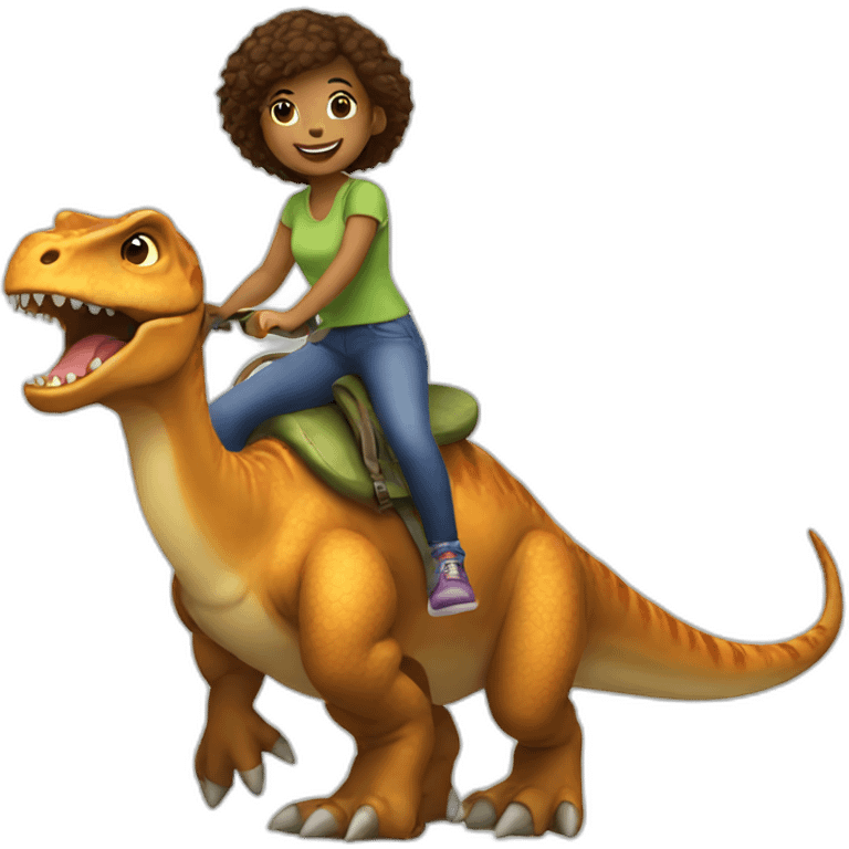 Girl riding a dinosaur  emoji