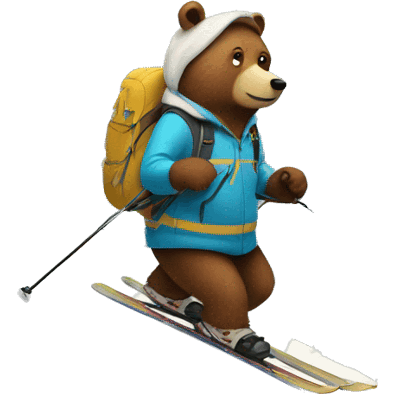 a bear skiing in the mountain  emoji