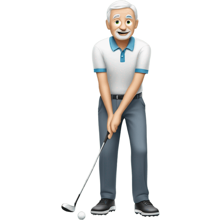 Elderly white male playing golf emoji