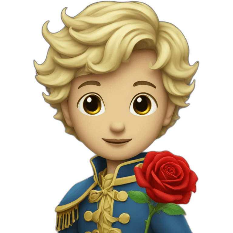 Little prince with red rose on the moon emoji