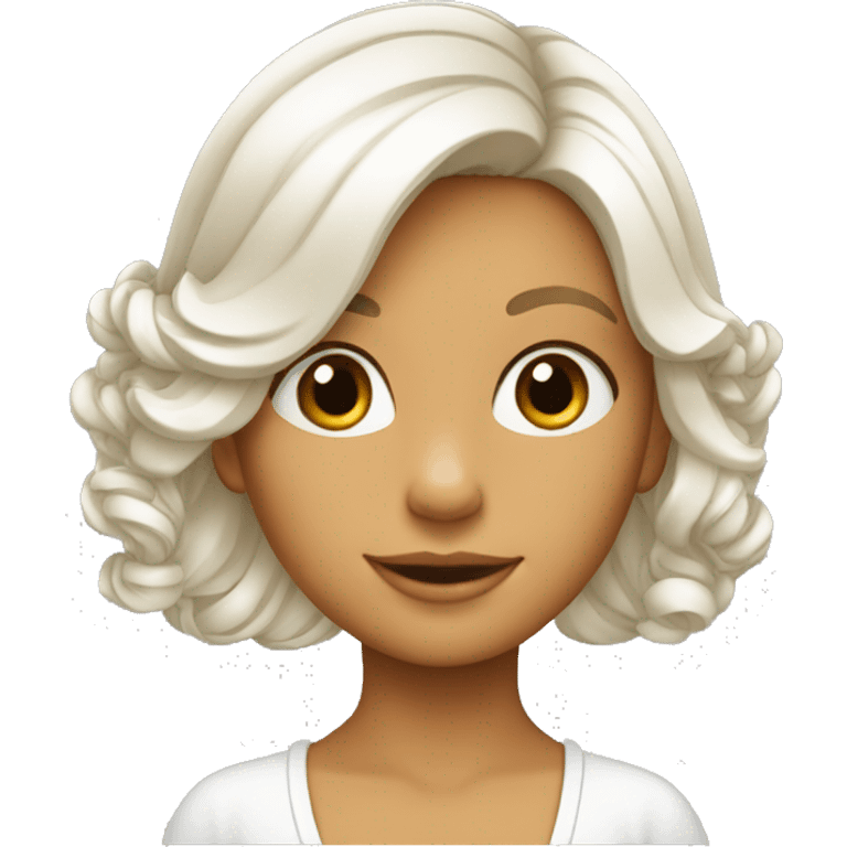 Fille cheveux blanc et oreille de tigre blanc emoji