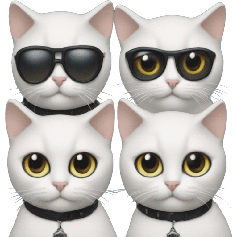 4 cats dressed as the band weezer emoji