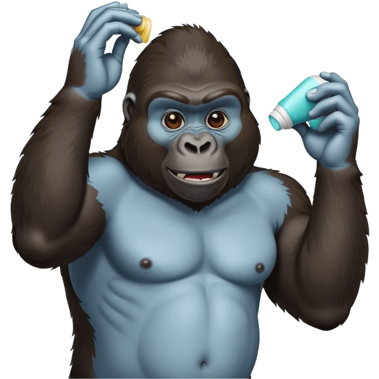 Gorilla putting on deodorant  emoji