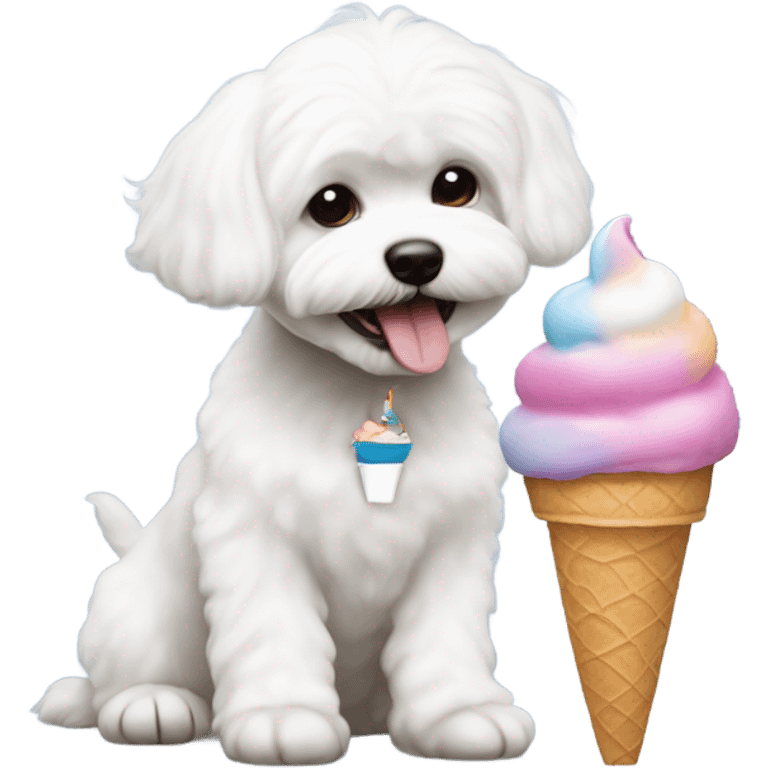 Bichon maltese with ice cream  emoji