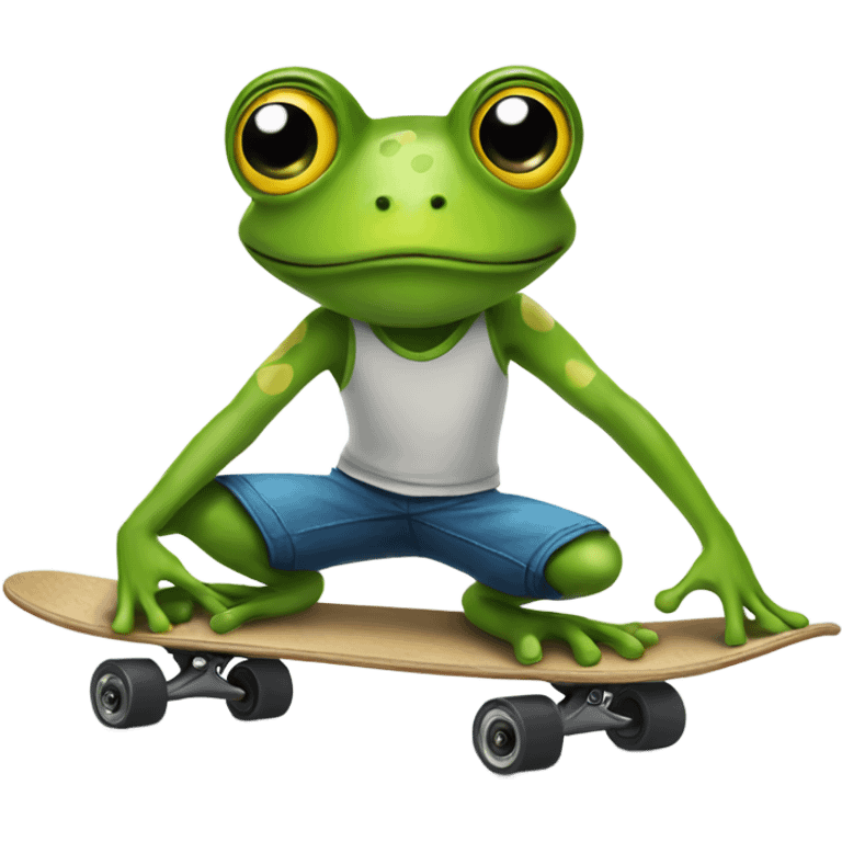 create a frog on a skateboard with a bow  emoji