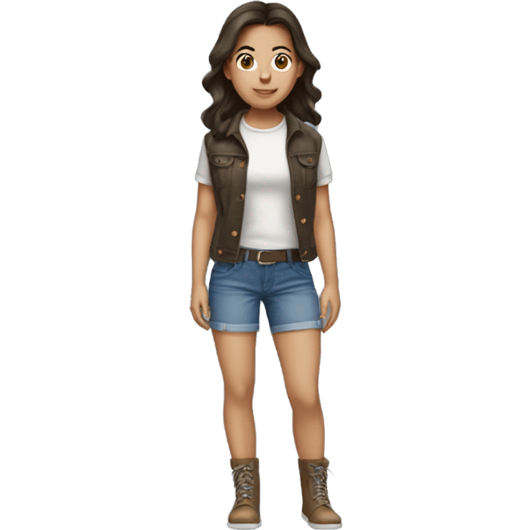 brunette girl wearing jorts emoji