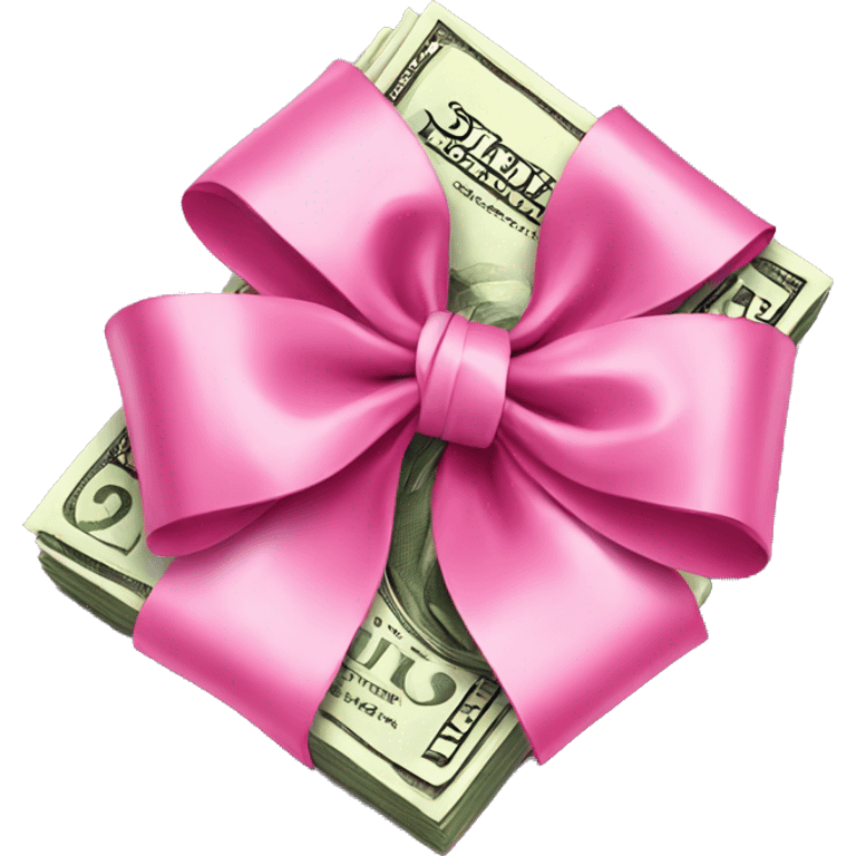 Money wrapped in a pink bow emoji