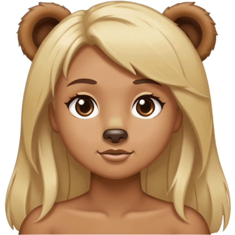 Bear with girl with blonde highlights hair  emoji