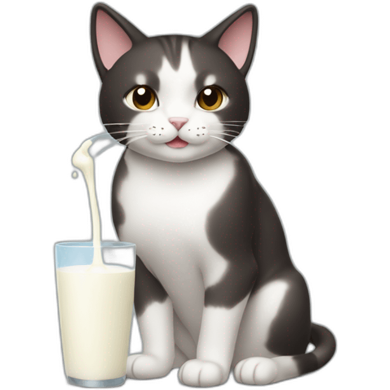 Asian cat drinks milk from a bottle emoji