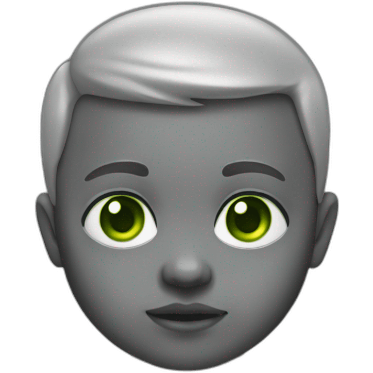 WhatsApp infant emoji with grey skin and green eyes and no hairs emoji