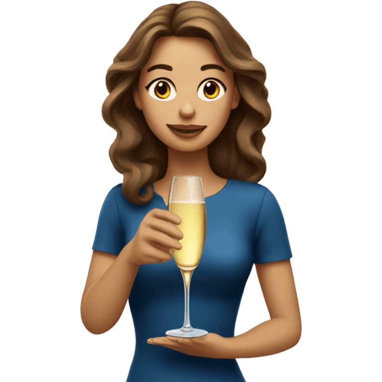 Long brown hair lady drinking champagne  emoji