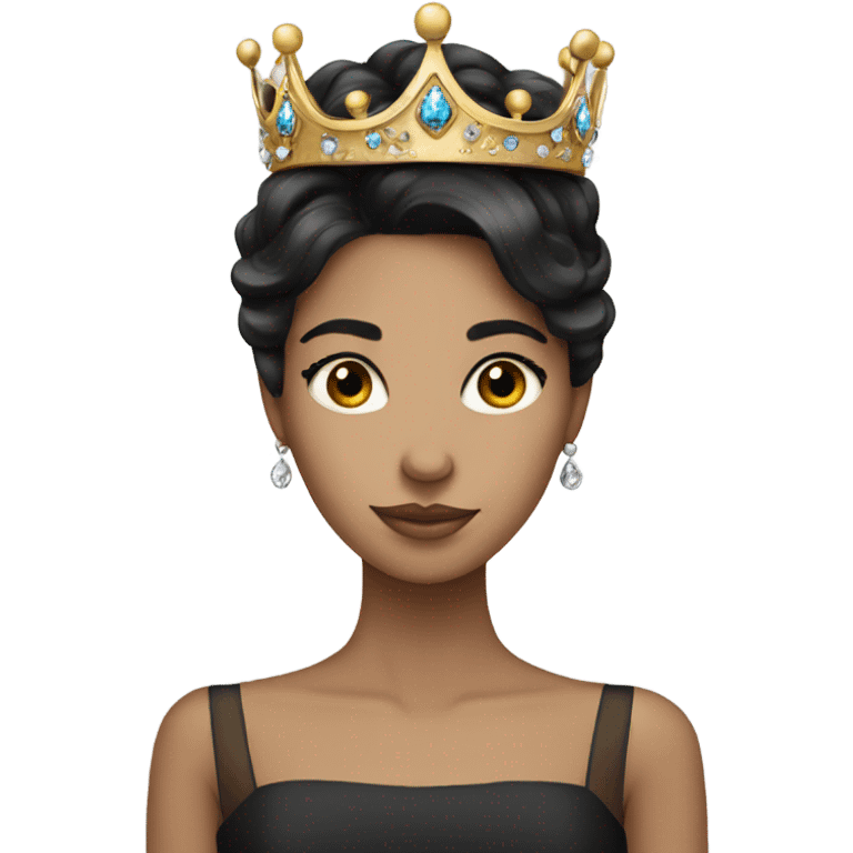 Elegant dark hair girl with crown emoji