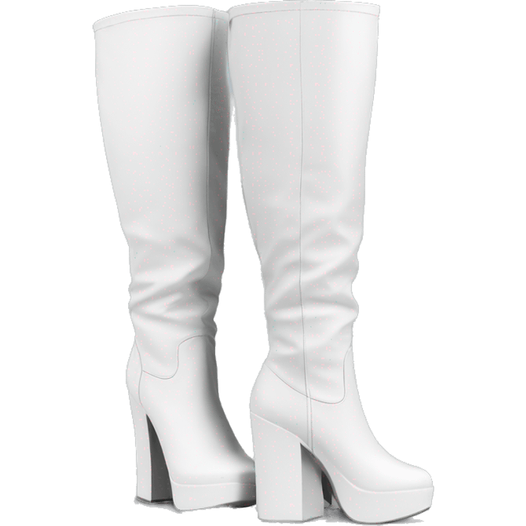 white knee high chunky heel boots emoji