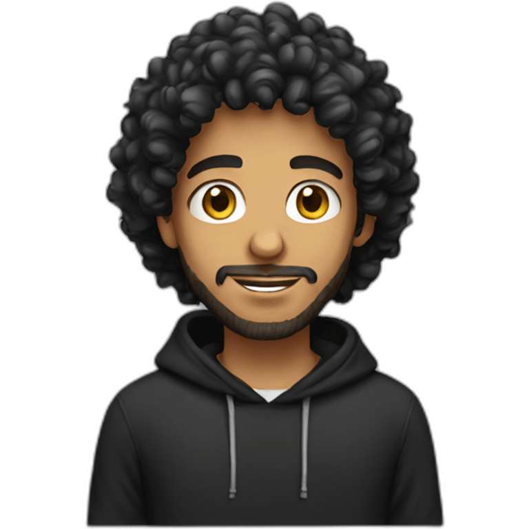 Arab male with black hoodie curly hair emoji