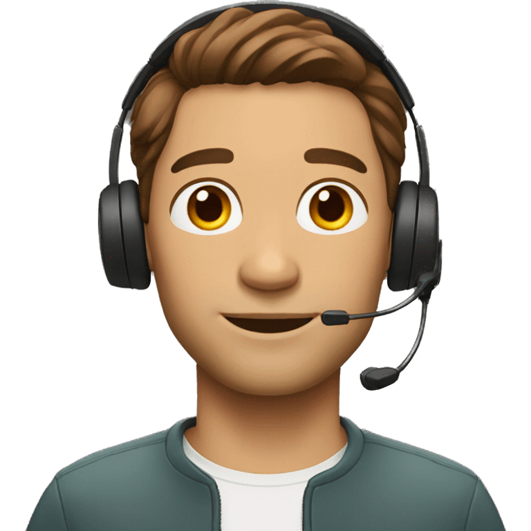 man with headset brown hair colors behind him emoji