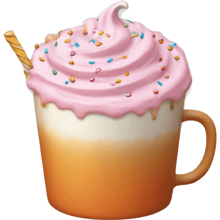 Light pink pumpkin latte with Multicolored Sprinkling emoji