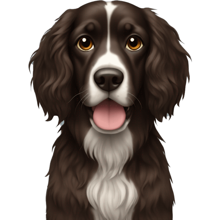 Dark brown long hair dog  emoji