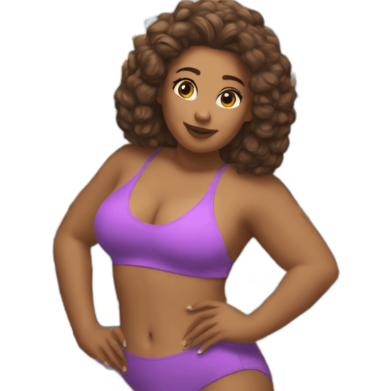 Slim-Thicc caucasian woman swimsuit posing emoji