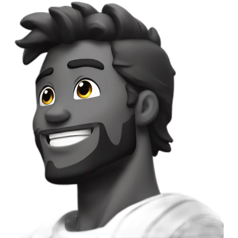 Giga Chad smiling black and white musculation meme a little from profile emoji