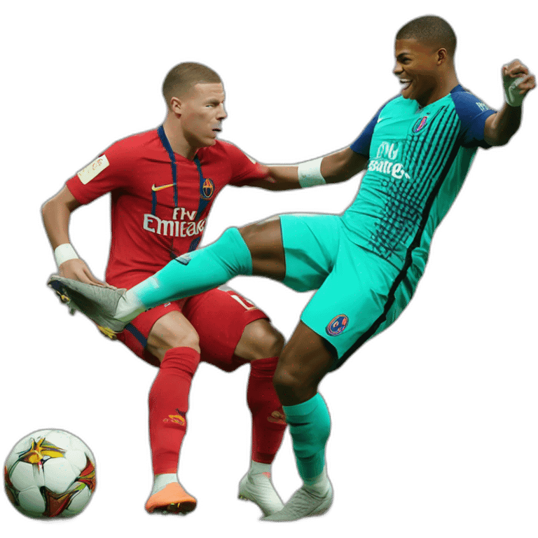 mbappe with vinicius hitting ter stegen emoji