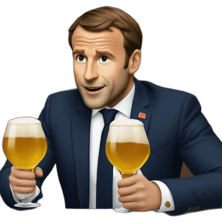 Macron entrain de boire un bière  emoji