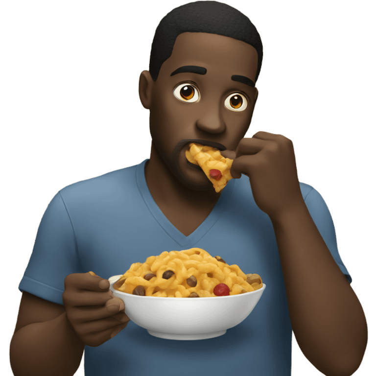 Black man eating emoji