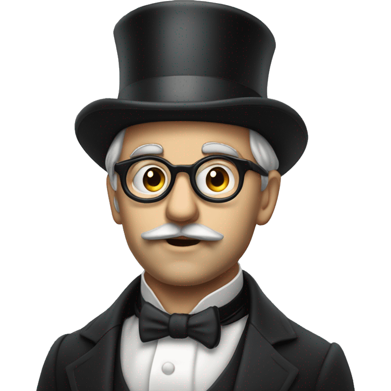 Photorealistic man serious British gentleman in a monocle and a top hat emoji