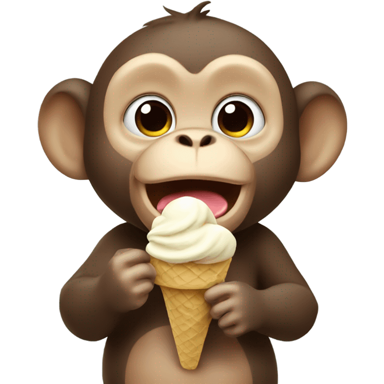 Baby monkey eating ice cream emoji