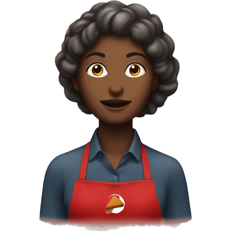 mujer con pelo rojo oscuro cocinando con el logo (nuria y compañia) emoji