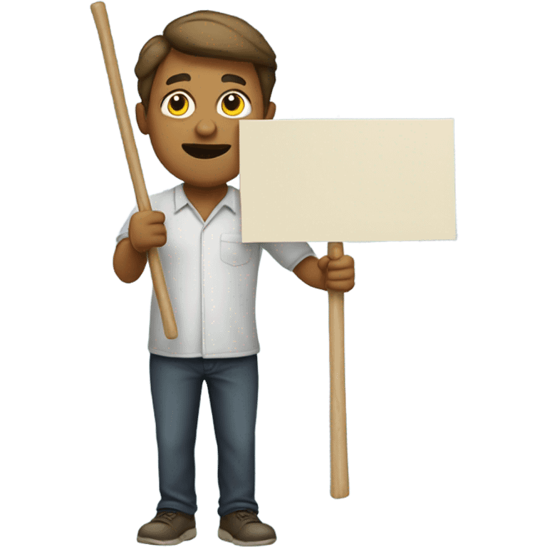 man holding placard on stick emoji