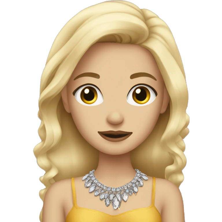 blonde girl with jewelry and grey eyes emoji