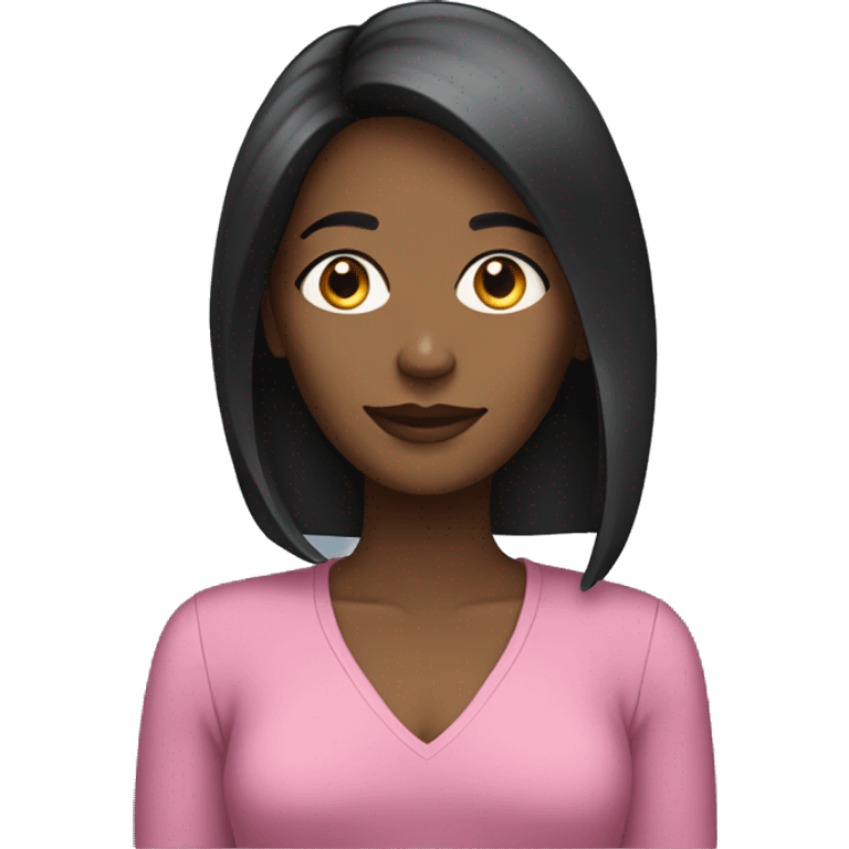 woman with computer black, straight, medium-length hair emoji