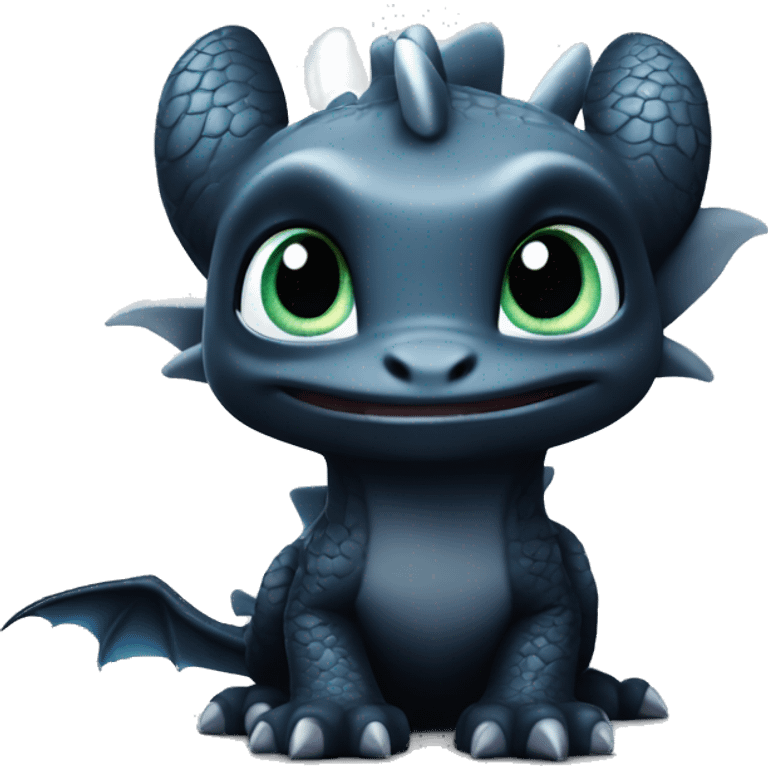 Toothless dragon light fury white with blue eyes  emoji