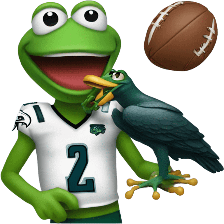 Philadelphia eagle eating Kermit the frog emoji