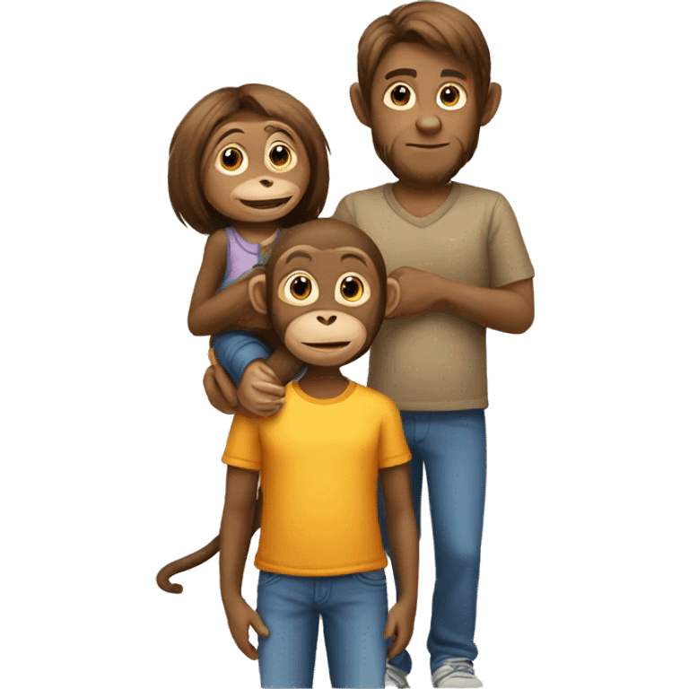 monkeys family mom and son emoji