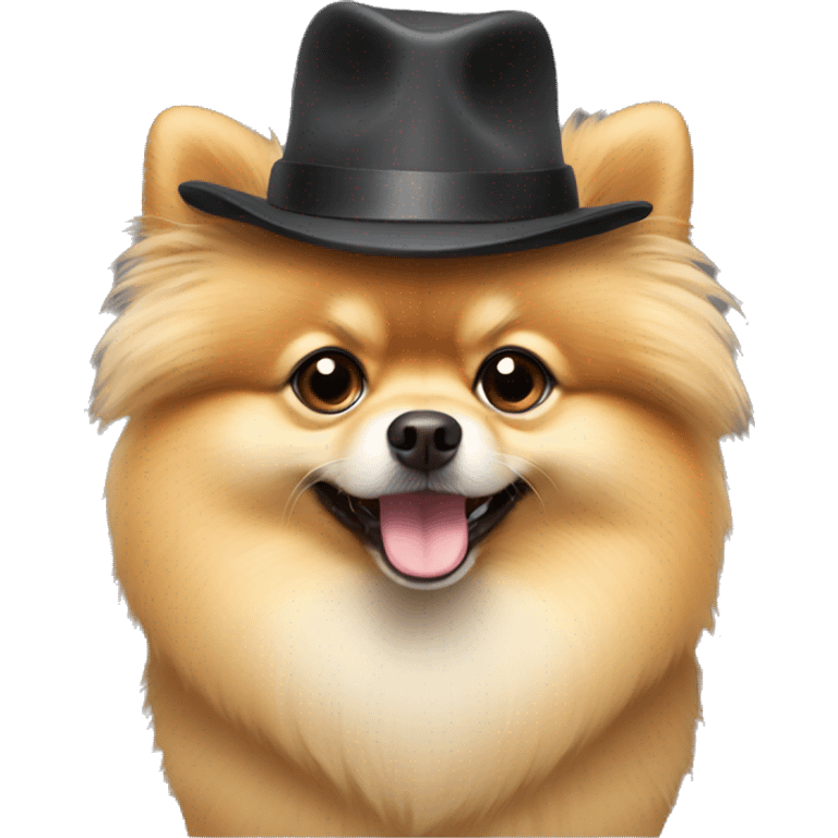 Pomeranian with a hat emoji