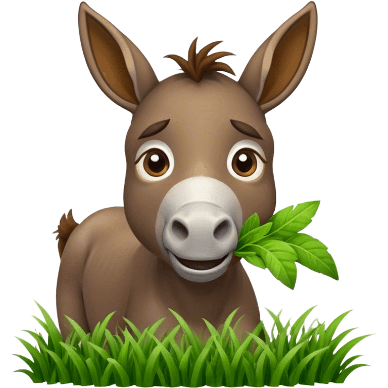 surpised donkey eats grass emoji