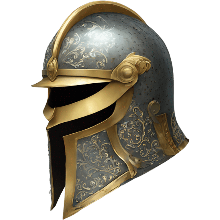 ornate french full-face armet helmet intricate inlays emoji