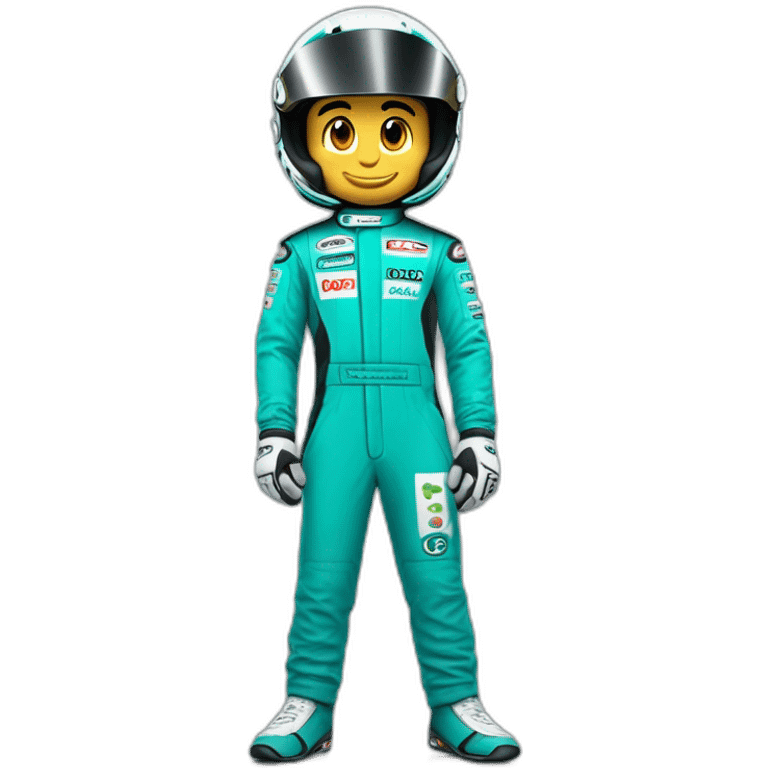 Blue Yoshi in Mercedes AMG Petronas racing suit emoji