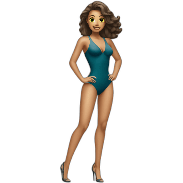 sexy woman on high heels swim suit long legs emoji