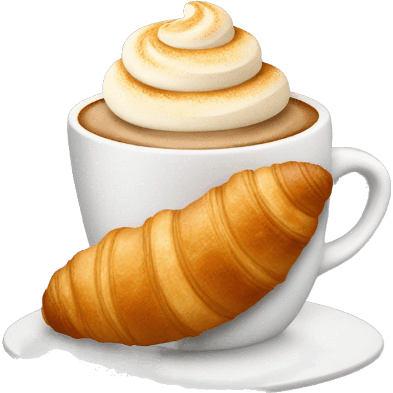 Cup of cappuccino with croissant emoji