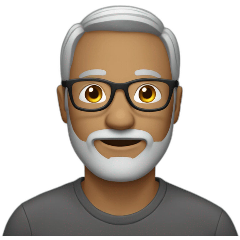 mid size man short grey beard glasses emoji