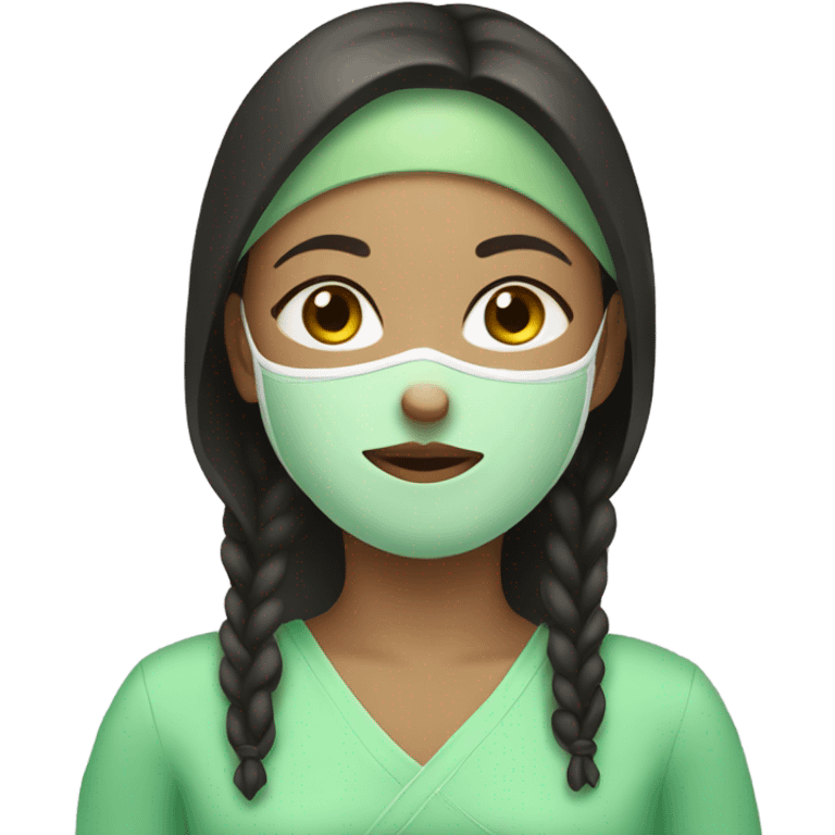 A light skin girl with a green spa mask on  emoji