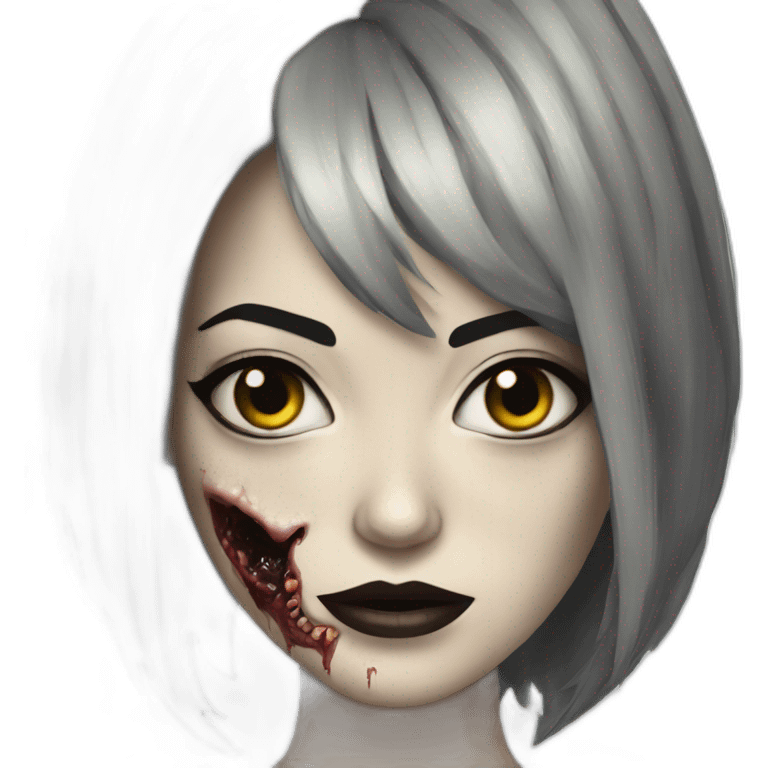 Emma Stone Zombie black hair emoji