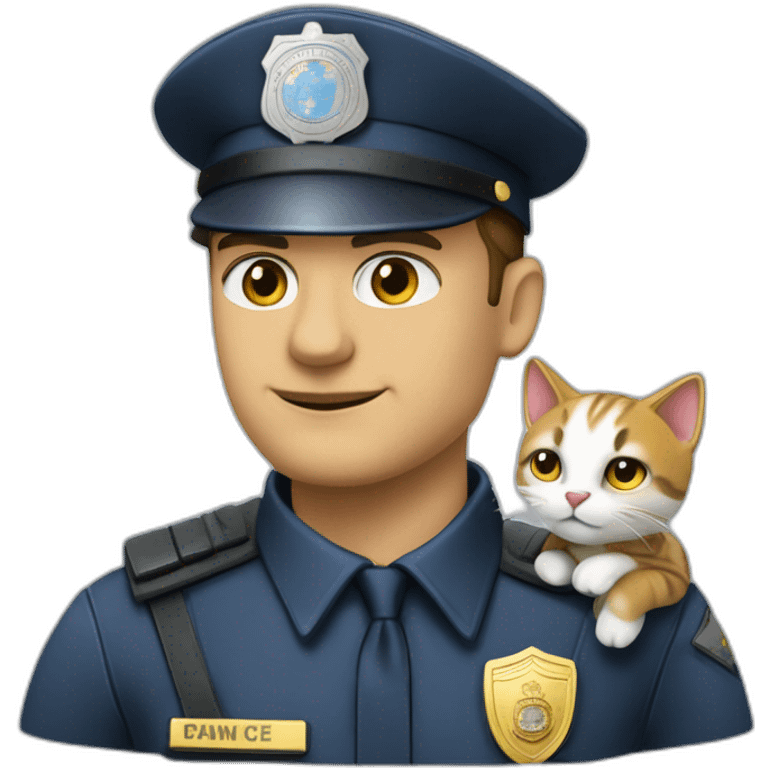 Un policier futuriste avec un chat sur la tête emoji