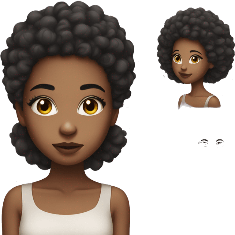 Afro girl with clean makeup look emoji