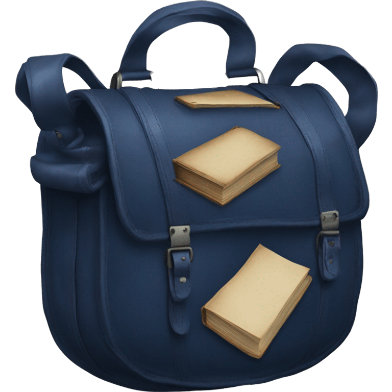 vintage bag with book dark blue emoji