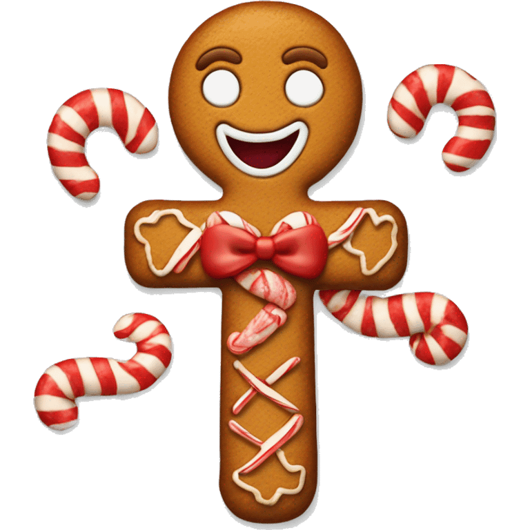 Ginger bread with a.  Candy cane emoji