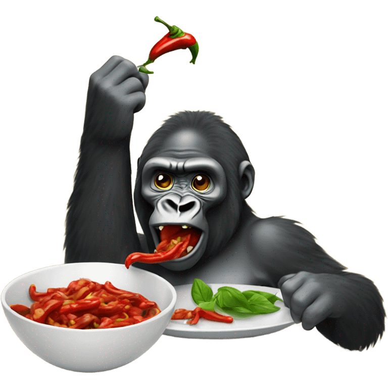 Gorilla eating chilli emoji