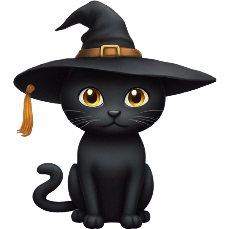 Black cat in a witch hat emoji